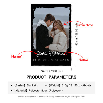 Personalised Couple Blanket Engrave Name Forever & Always Sweet Gift For Her-Jessemade AU
