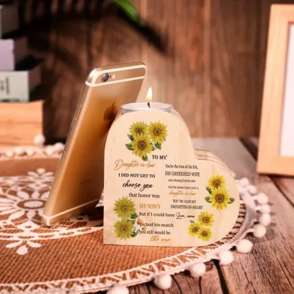 To My Daughter-In-Law Candle Holder "You are also my daughter-in-heart" Wooden Candlestick-Jessemade AU