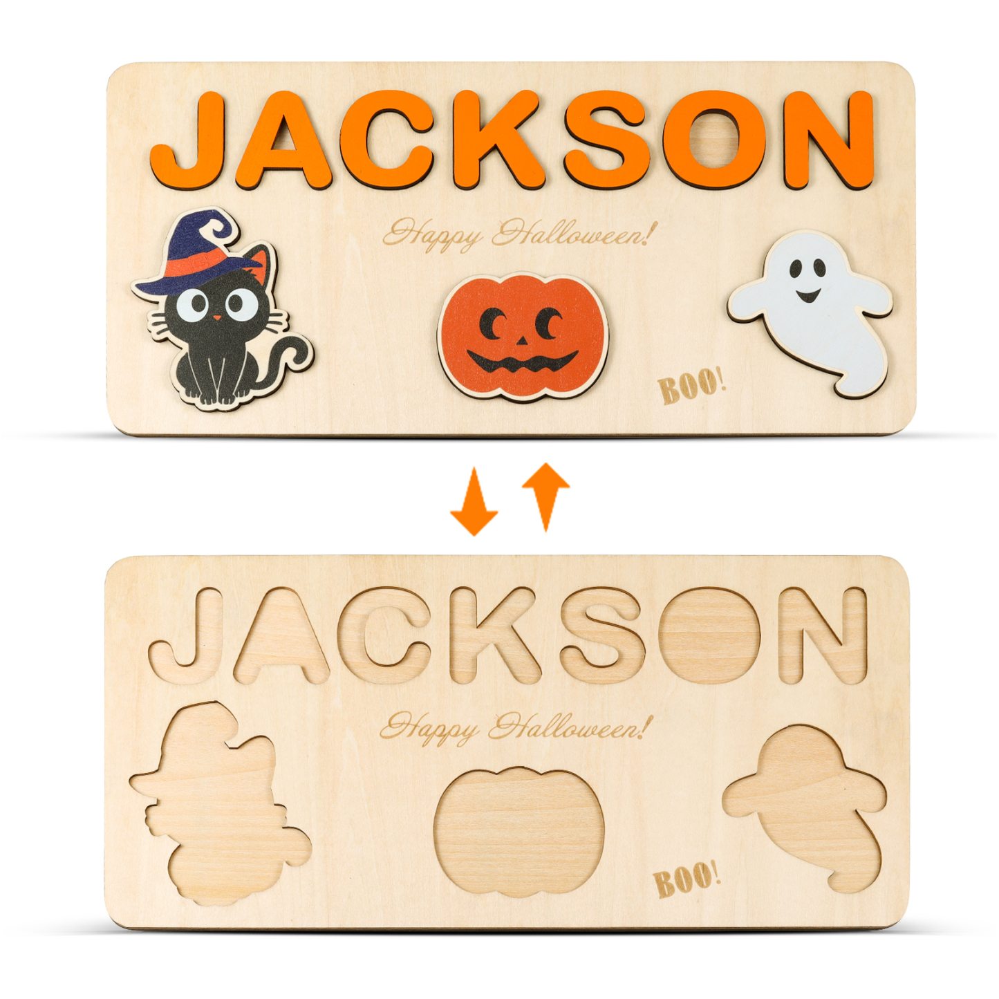 Halloween Kid's Wooden Name Alphabet Puzzle Custom Name Toy for Toddlers Early Learning-Jessemade AU