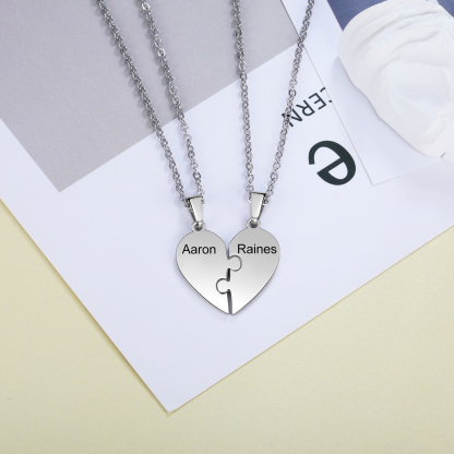 Personalised Heart Puzzle Necklace With 2 Names Gifts For Her-Jessemade AU