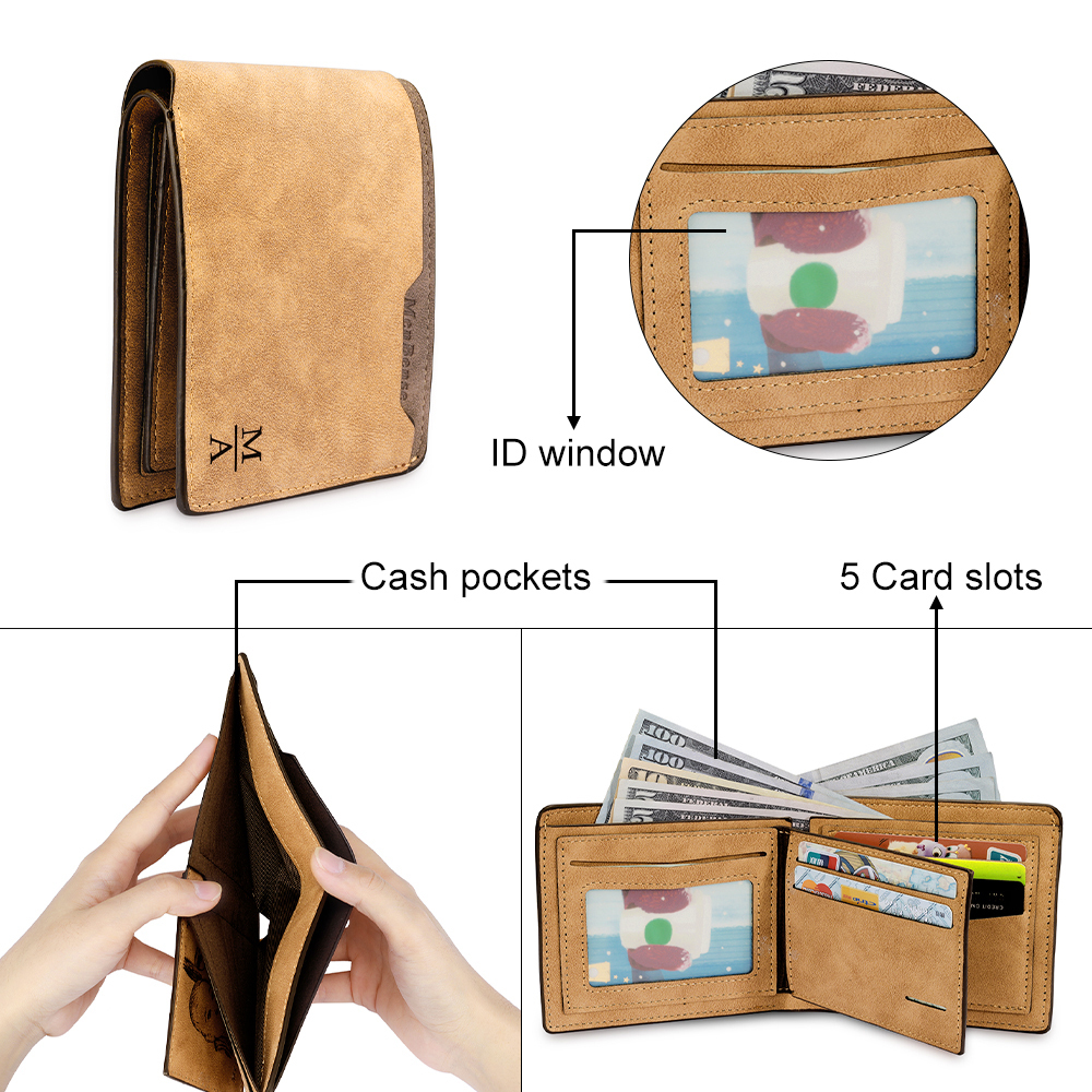 Personalised Leather Wallet Engraved Photo Short Purse Folding Wallet Gifts For Men-Jessemade AU