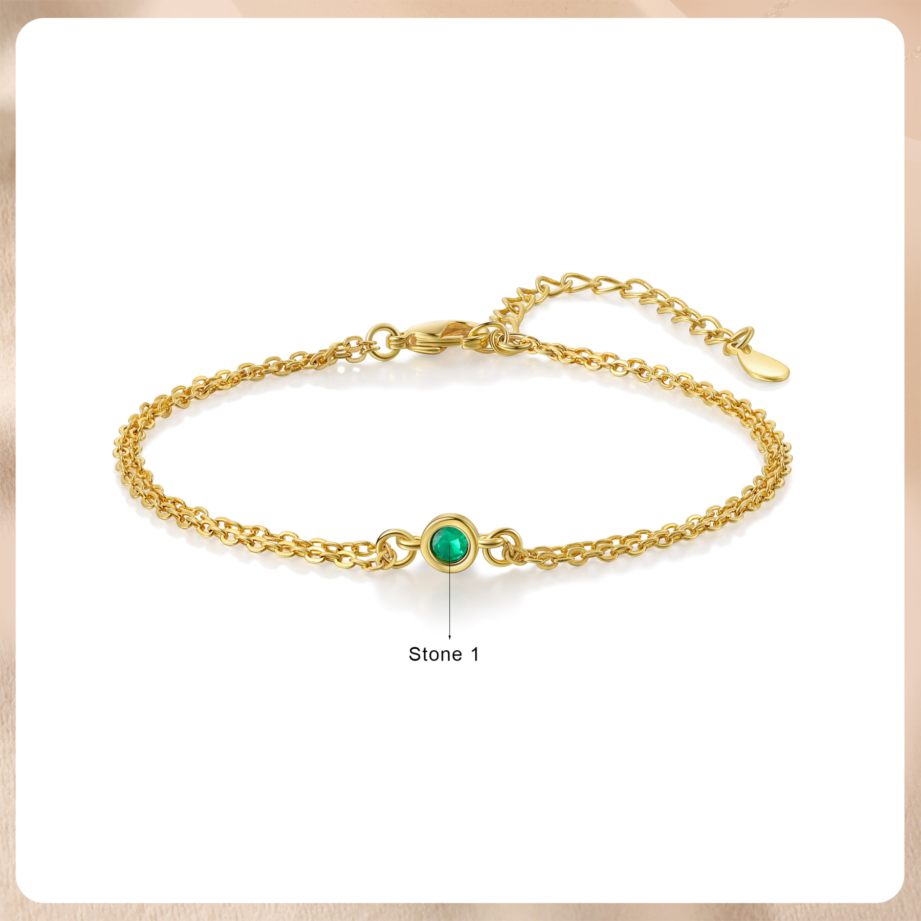 Personalised Bracelet Custom 1 Birthstone Adjustable Bracelet Gifts for Ladies Girls-Jessemade AU