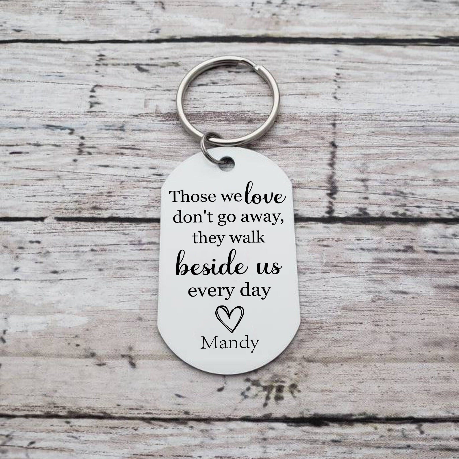Personalised Memorial Photo Keychain Engrave 1 Name Keychain - Those we love don't go away, they walk beside us every day - Loss of Loved One-Jessemade AU