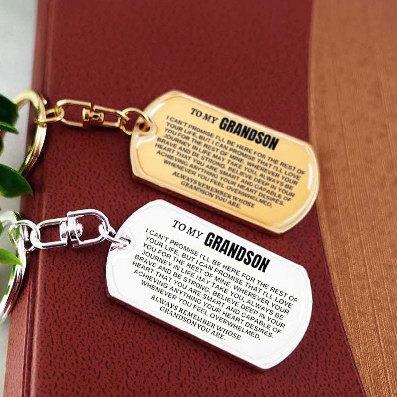 To My Grandson Keychain Stainless Steel Keychain "Whenever You Feel Overwhelmed, Always Remember Whose Grandson You Are"-Jessemade AU