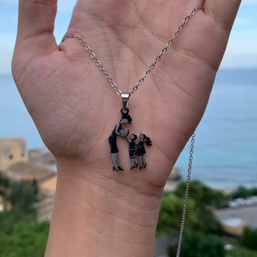 Women Necklace Mother & Son & Daughter Pendant Necklace Stainless Steel Mother's Day Gifts for Mum-Jessemade AU