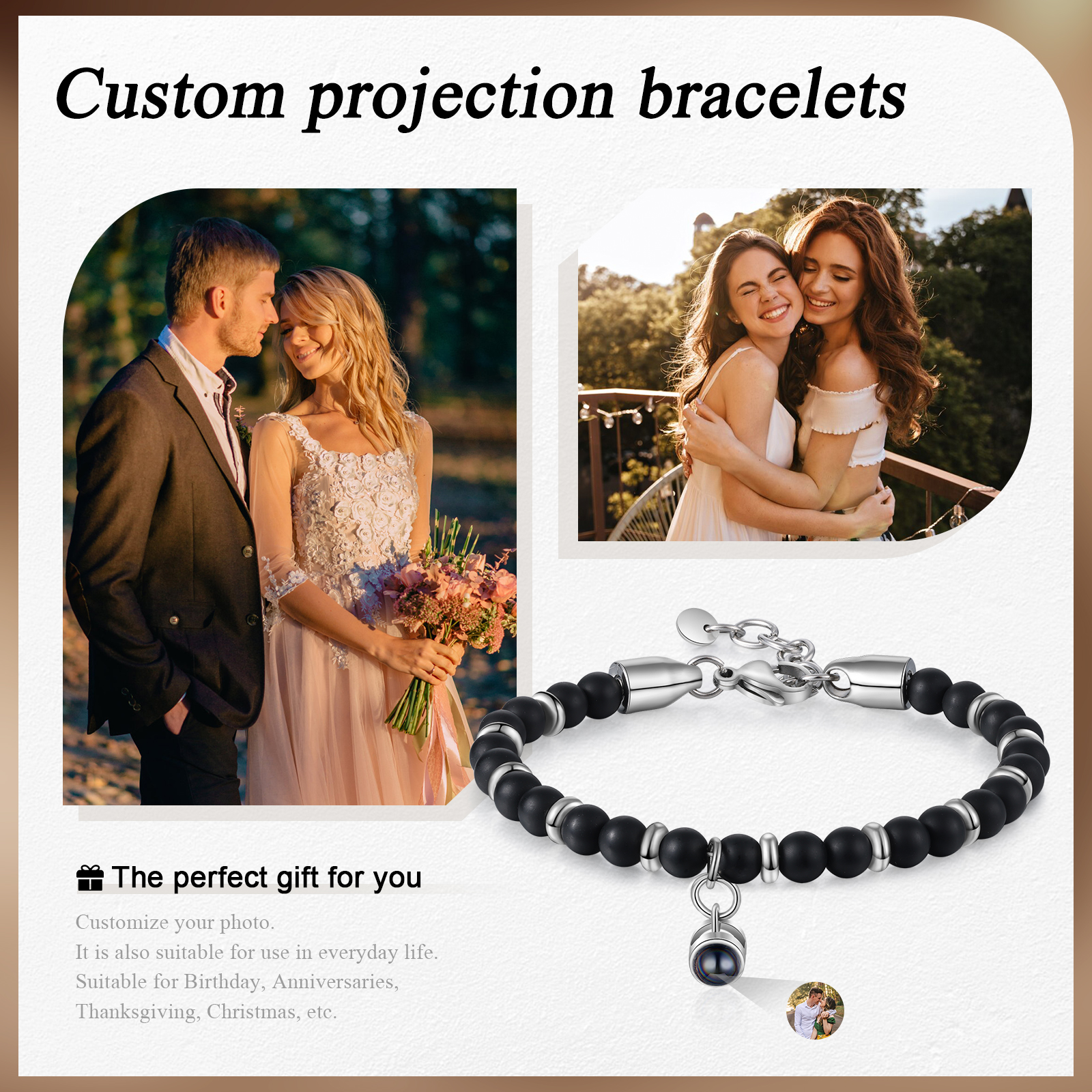 Personalised Projection Bracelet Custom Photo Bracelets Adjustable Bracelet Creative Gift for Him/Her-Jessemade AU