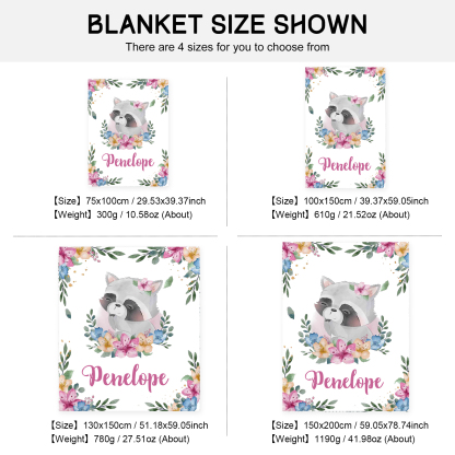 Personalised Raccoon Blanket Custom Name Cute Cartoon Blanket-Jessemade AU