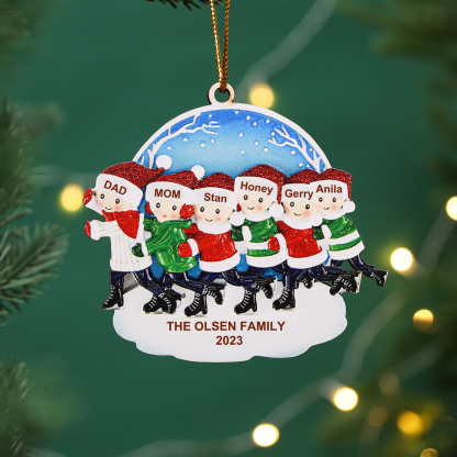 6 Names - Personalised Wooden Christmas Skate Ornament Custom Text & Name Christmas Pendant Gift for Family-Jessemade AU