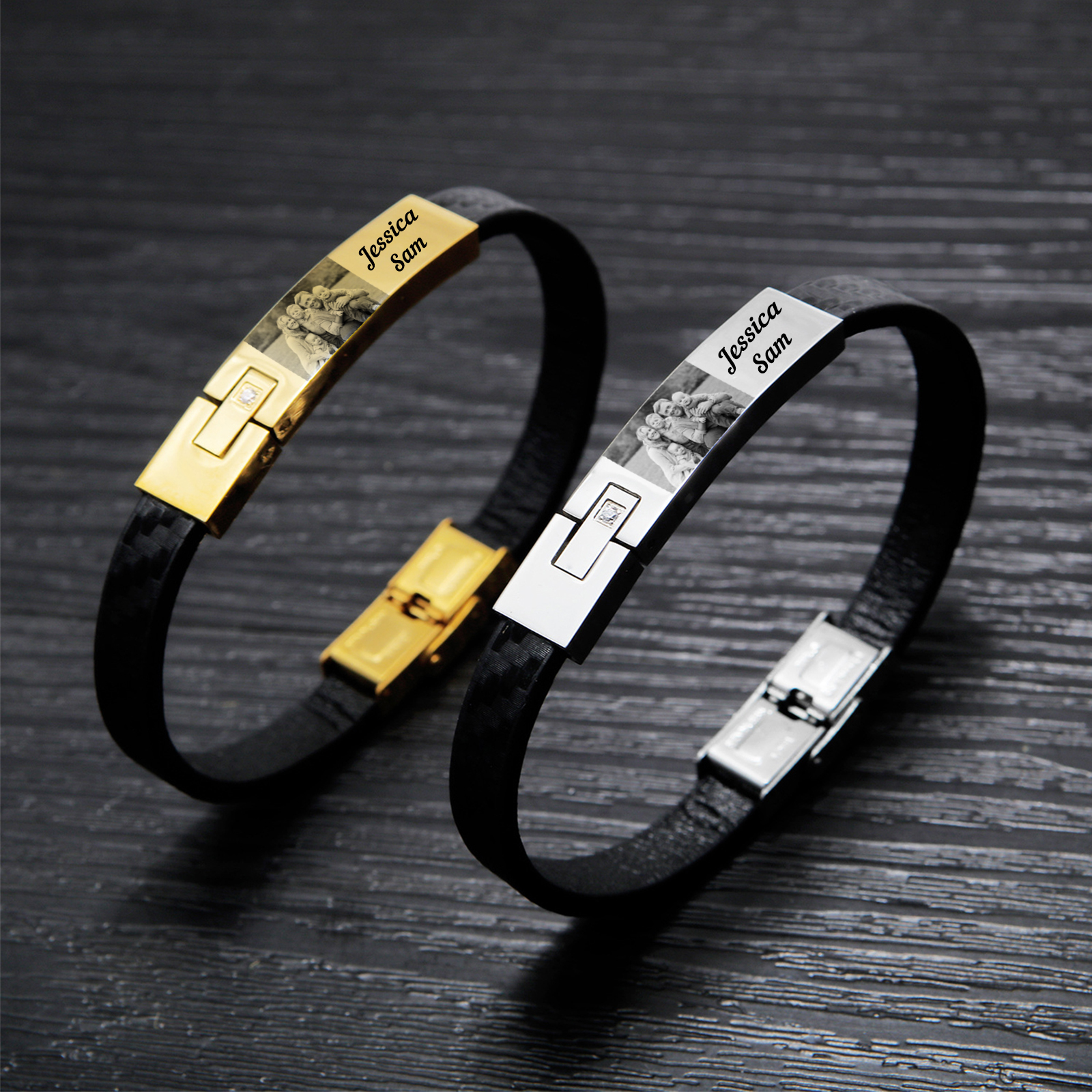 Personalised Photo Bracelet Custom Leather Men's Bracelet Bangle Gifts For Him-Jessemade AU