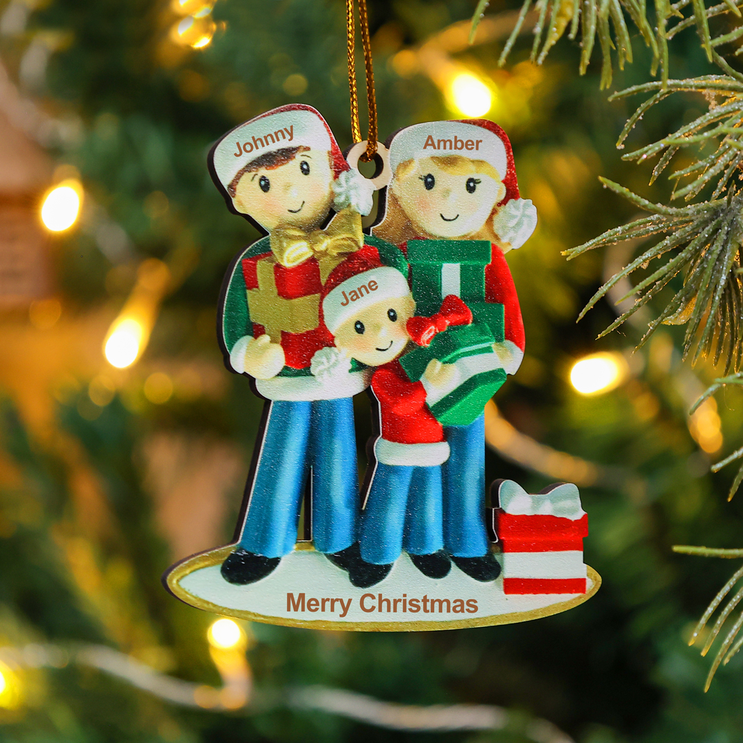 2 Names - Personalised Christmas Family Ornament Customised Names & Text Wooden Hanging Ornaments Christmas Gift for Family-Jessemade AU