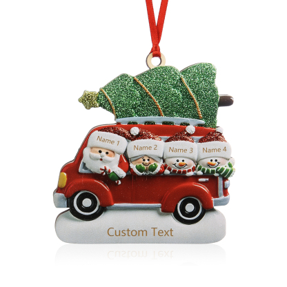 4 Names - Personalised Christmas Snowman Ornament Customised Names & Text Wooden Car Hanging Ornaments Christmas Gift for Family-Jessemade AU