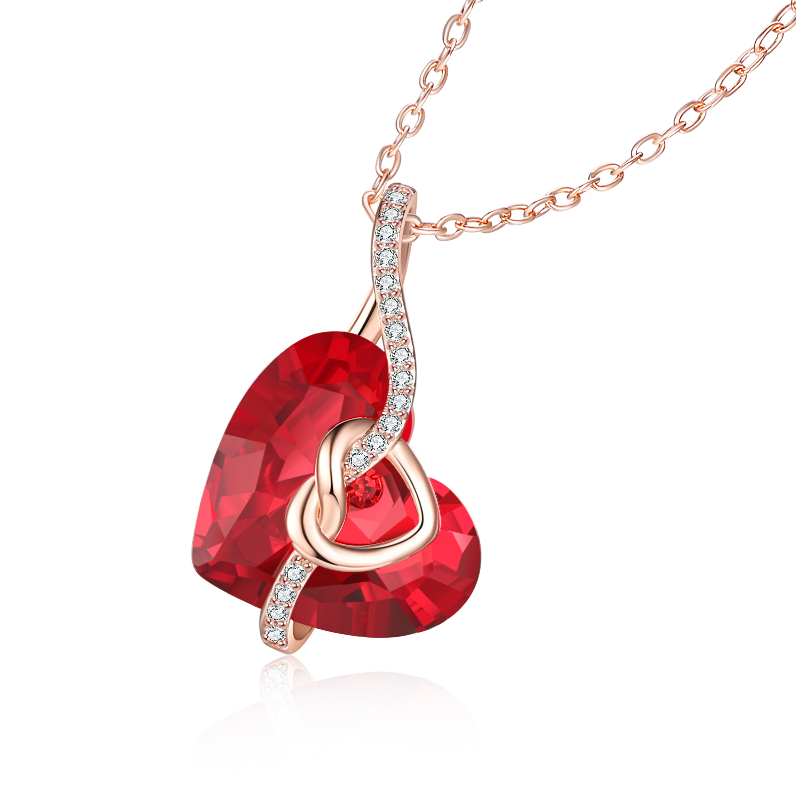 Heart-shaped Crystal Necklace Birthstone Necklace Gifts For Her-Jessemade AU