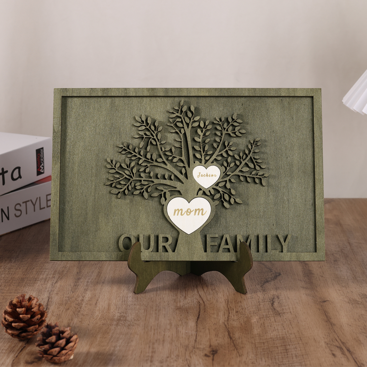 Family Tree Wood Frame Personalised Family Tree Sign Custom 2 Names Plaque-Jessemade AU