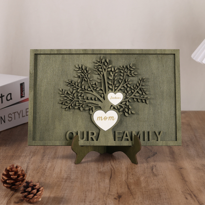 Family Tree Wood Frame Personalised Family Tree Sign Custom 2 Names Plaque-Jessemade AU