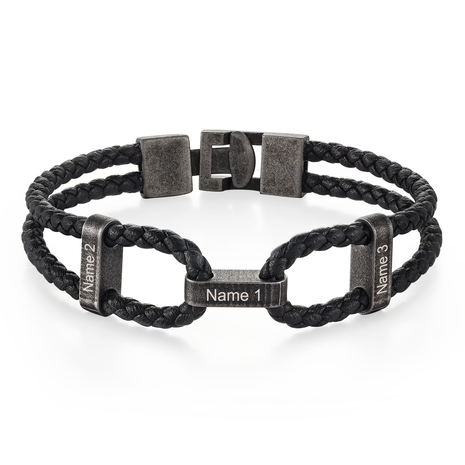 3 Names - Vintage Men's Leather Bracelet Custom Name Bracelet Two Layers Bracelet Personalised Gift for Him-Jessemade AU