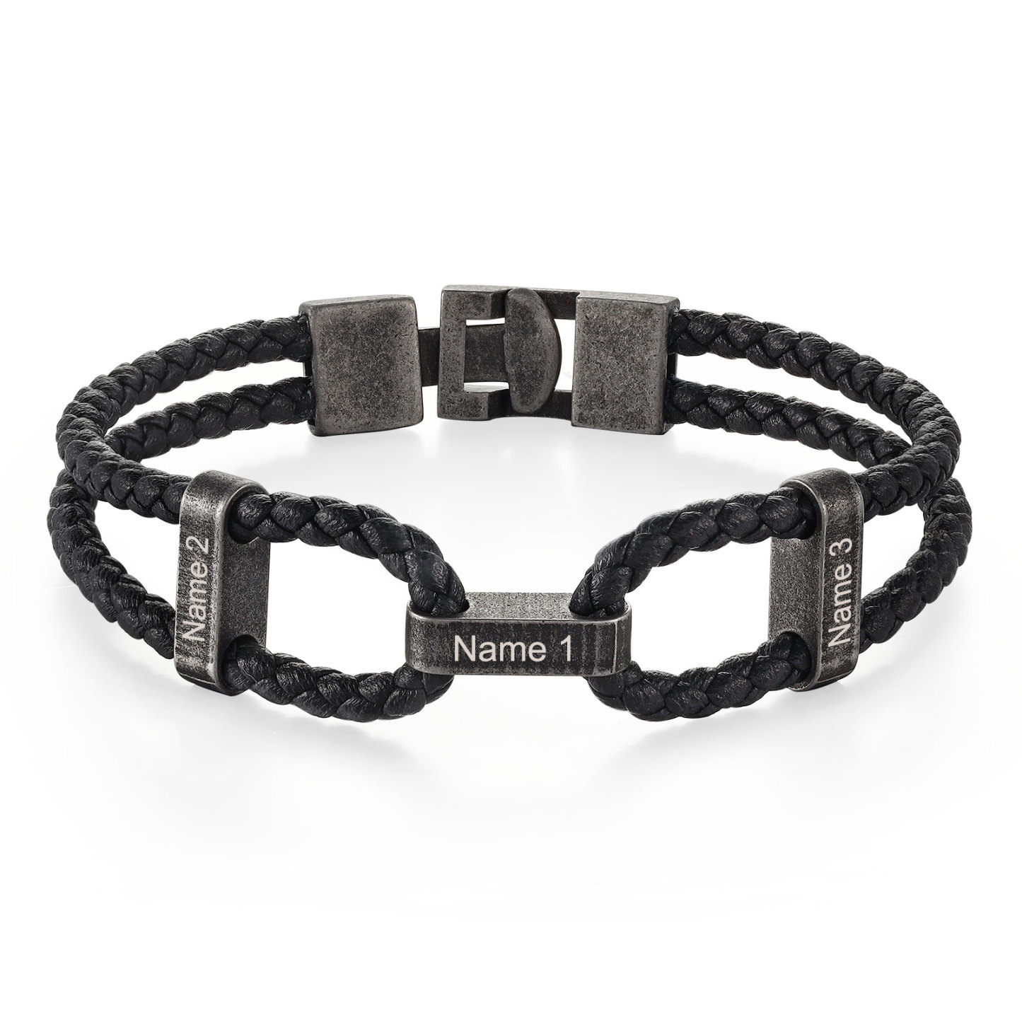 3 Names - Vintage Men's Leather Bracelet Custom Name Bracelet Two Layers Bracelet Personalised Gift for Him-Jessemade AU