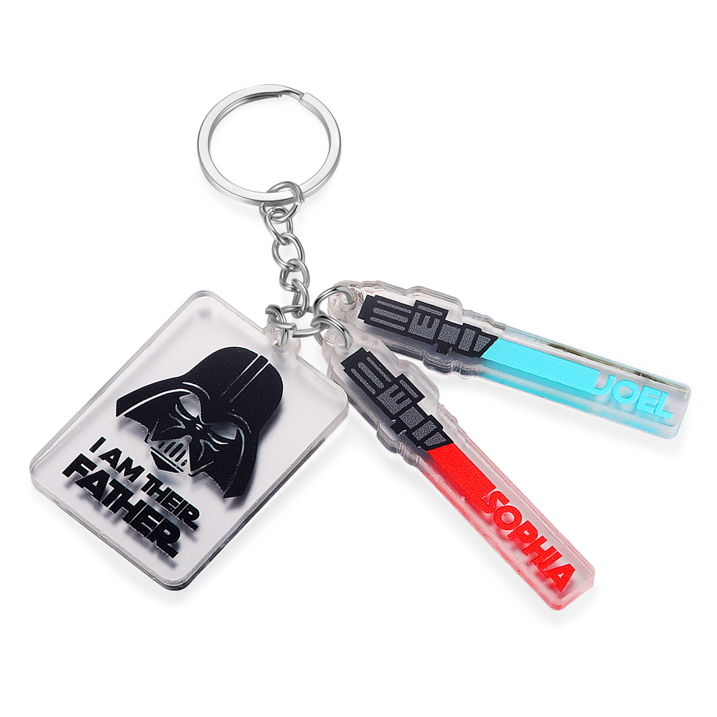 2 Names - Personalised Text & Name Acrylic Keychain Star Wars Gifts for Father/Grandpa-Jessemade AU
