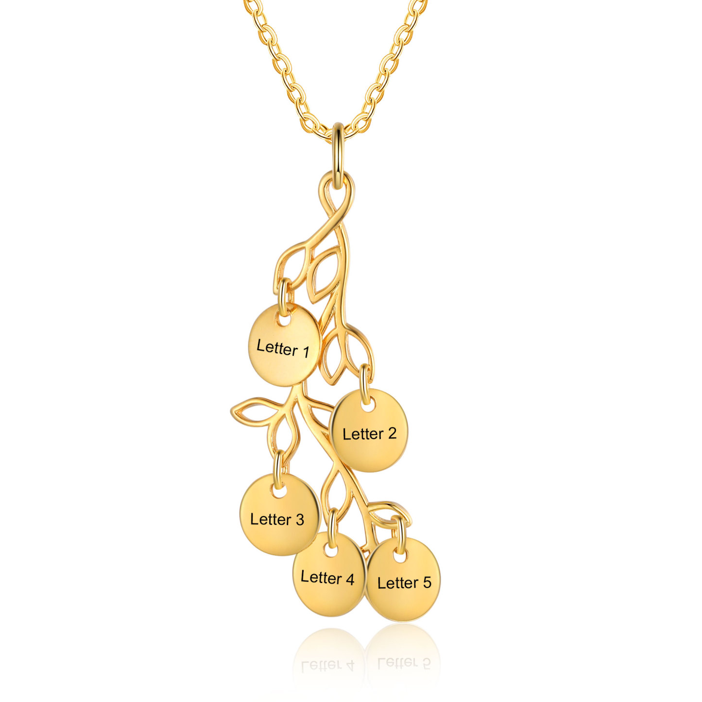 Personalised Branches Pendant Necklace Custom 5 Letters Circle Charm Necklace Gold Birthday Gift for Her-Jessemade AU