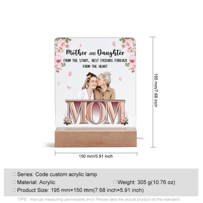 Personalised Photo Night Light Gifts for Mom/Mum - Mother And Daughter From The Start, Best Friends Forever From The Heart -Jessemade AU