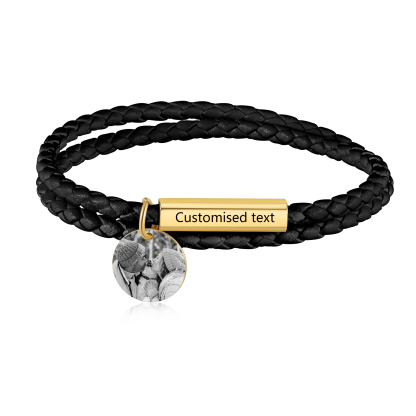 Personalised Leather Bracelet Custom Photo & Text Bracelet Couple Gift for Him/Her-Jessemade AU