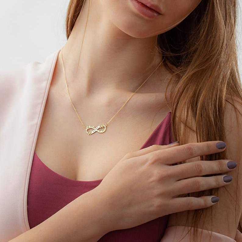 Personalised Butterfly Infinity Necklace Custom 2 Names Necklace Gift For Women-Jessemade AU