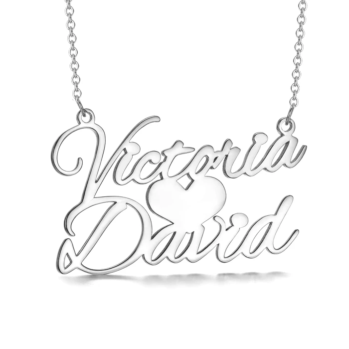 Personalised Heart Necklace Custom 2 Names Necklace Gift For Her-Jessemade AU