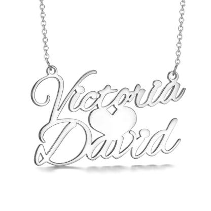 Personalised Heart Necklace Custom 2 Names Necklace Gift For Her-Jessemade AU
