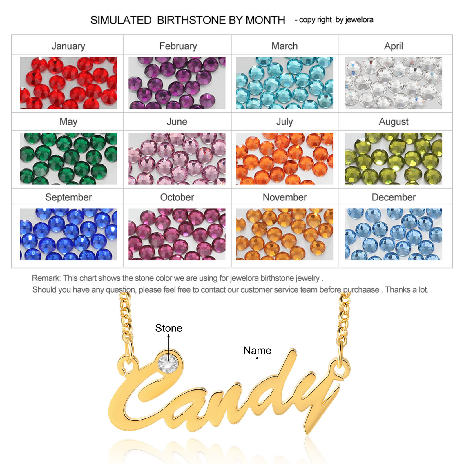 Personalised Necklace With Birthstone Custom 1 Name Necklace Gift For Women-Jessemade AU