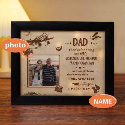 Personalised Father Photo Frames With Light Custom Photos Home Decor Gifts-Thanks for being my HERO-Jessemade AU