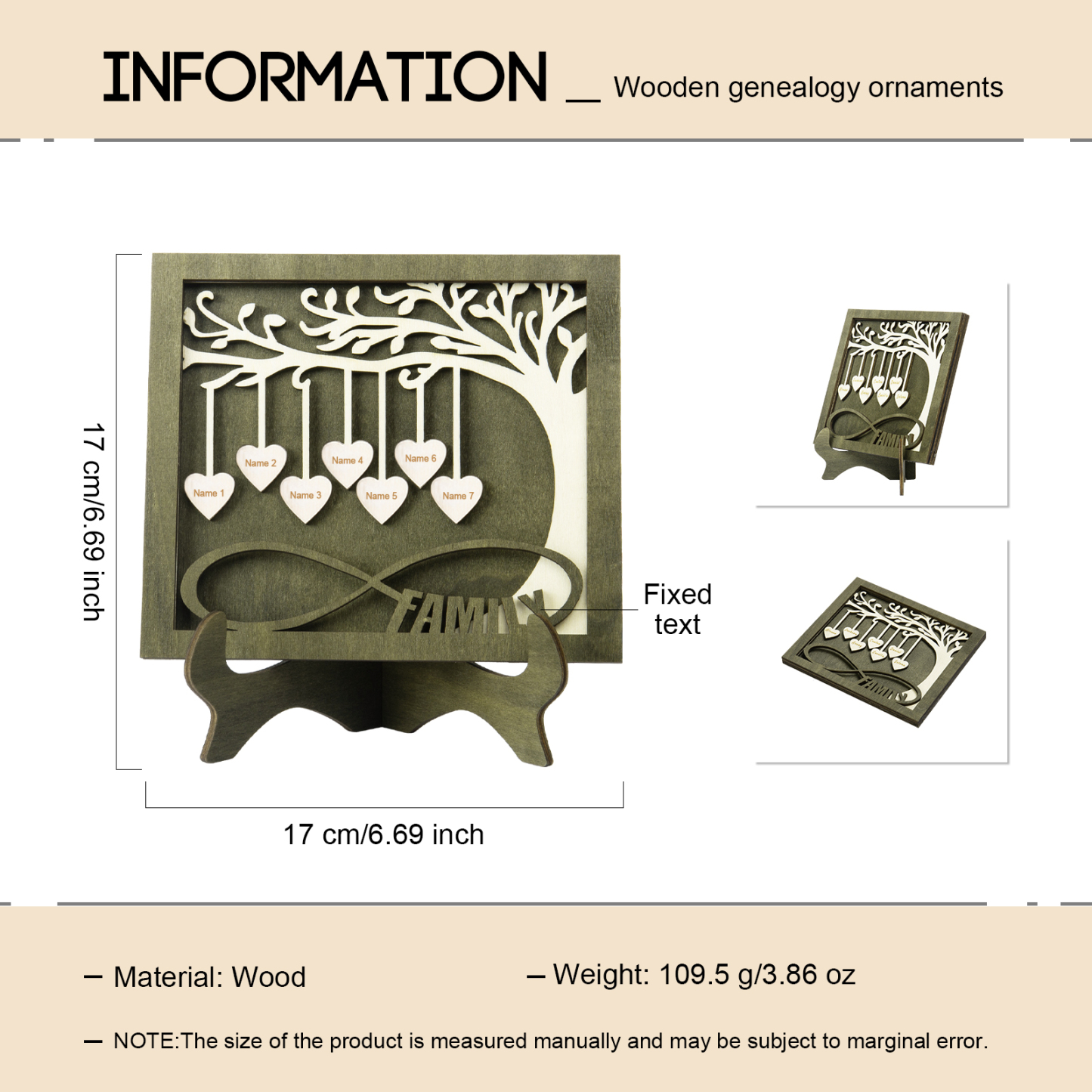 Custom Family Tree Sign with 7 Names Wooden Keepsake Gifts-Jessemade AU