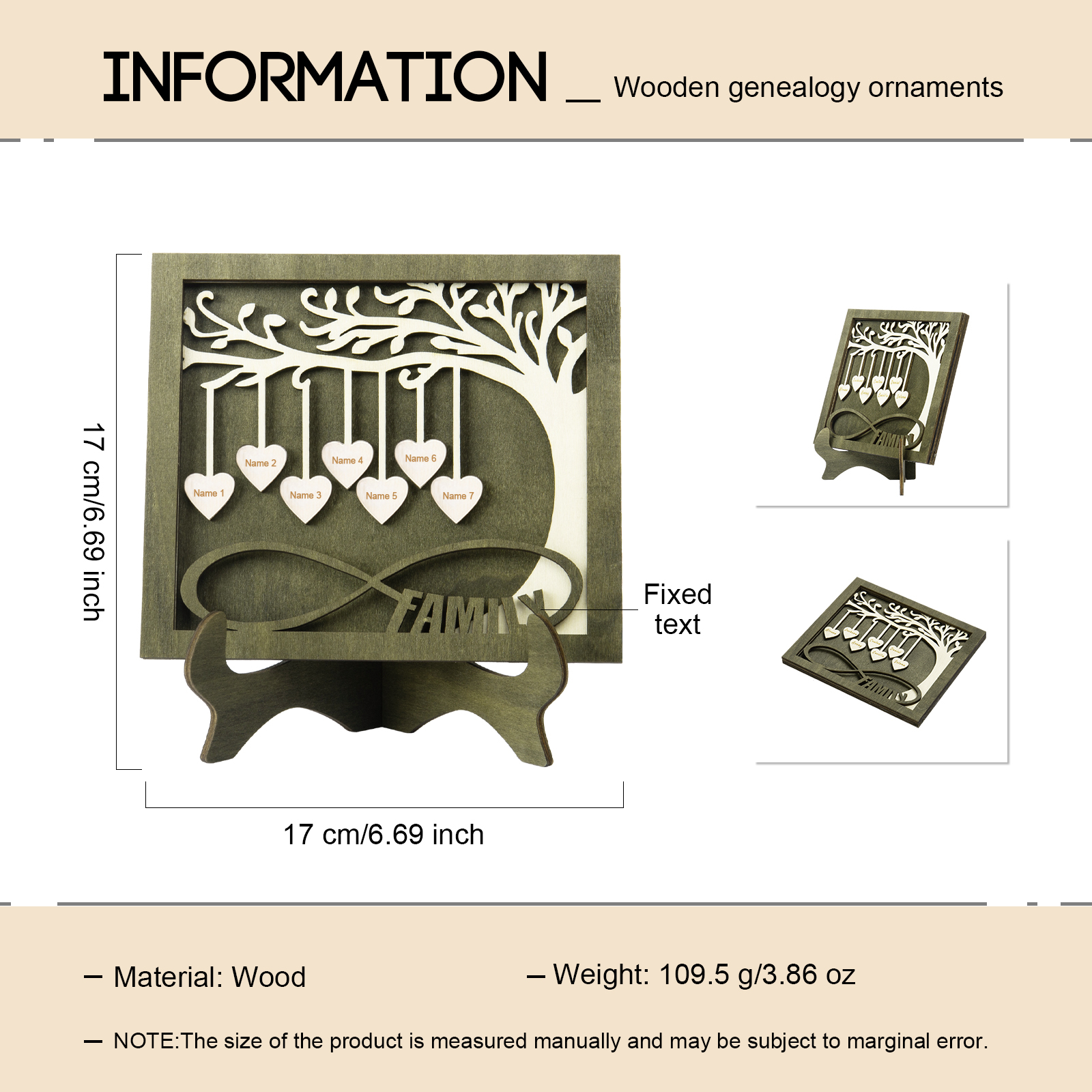 Custom Family Tree Sign with 7 Names Wooden Keepsake Gifts-Jessemade AU