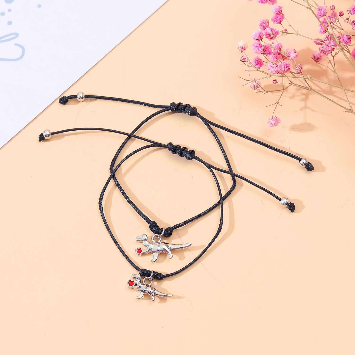 2 Pcs Dinosaur Bracelet Set First Day of School Gift with Cartoon Gift Cards for Mom Kids-Jessemade AU