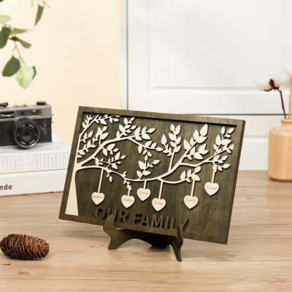 Family Tree Wood Frame Personalised Family Tree Sign Engrave 6 Names Keepsake Gifts-Jessemade AU