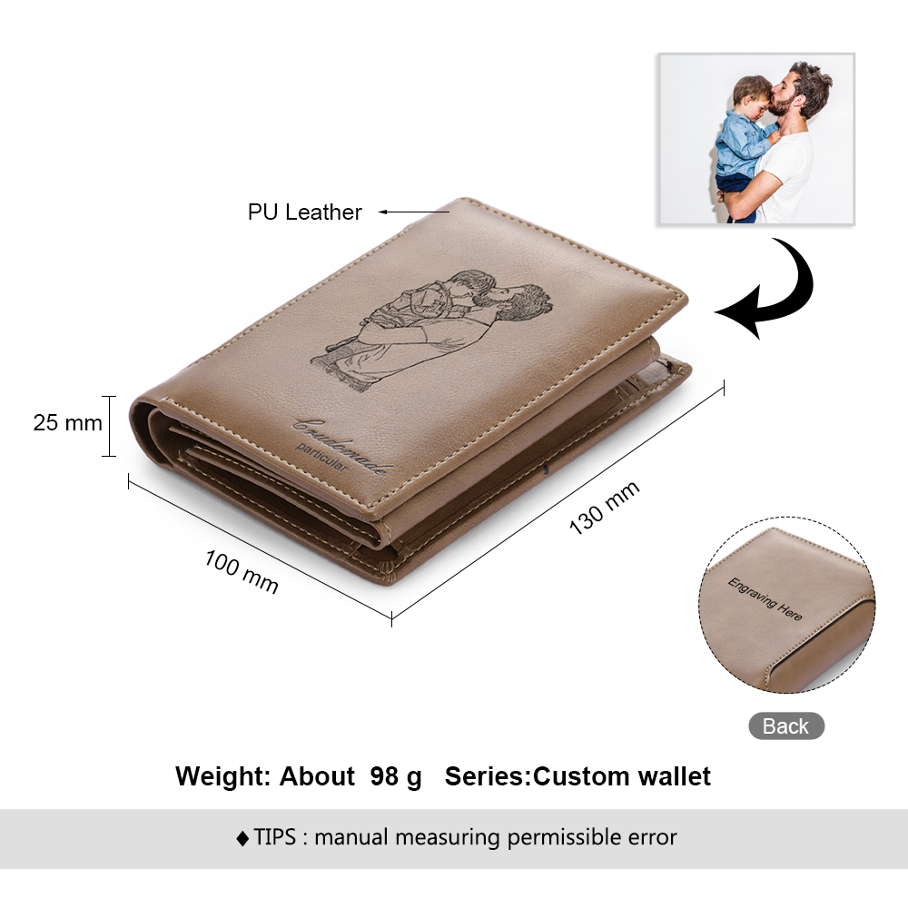 Men's Photo Custom Wallet Brown Personalised Gifts-Jessemade AU