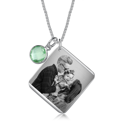Personalised Calendar Tag Necklace With Birthstone Custom 1 Photo Gifts For Her-Jessemade AU