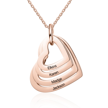 Personalised Love Necklace with 4 Heart Pendant Engraved Name Gifts for Her-Jessemade AU