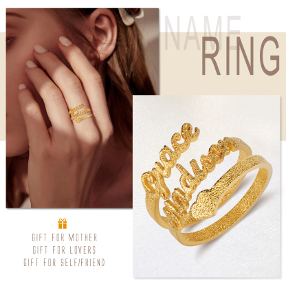 Personalised Family Name Ring Custom 2 Names Gifts For Women-Jessemade AU