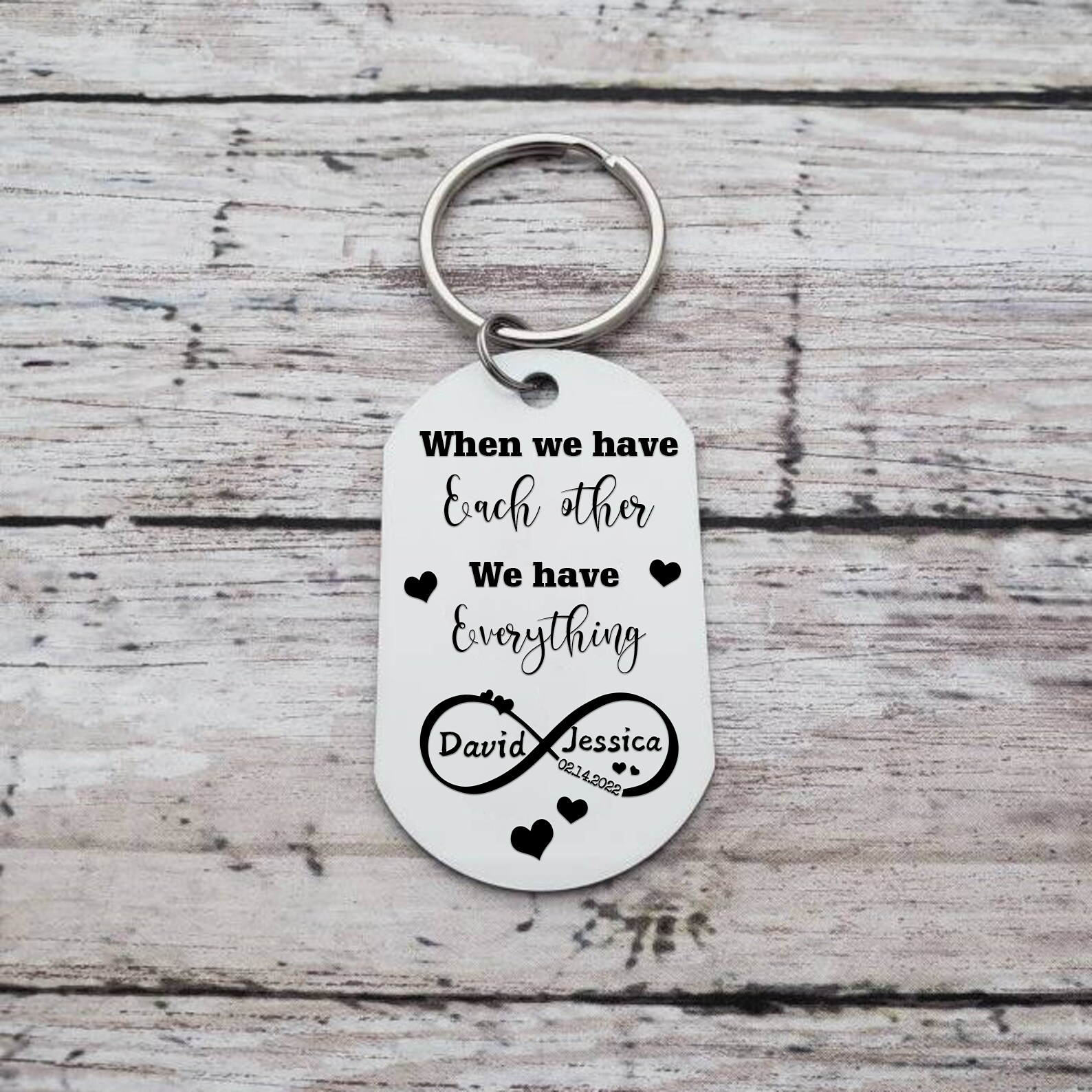 Couple Photo Keychain Custom 2 Names & Date Keyring Infinity Couples Gift - When We Have Each Other, We Have Everything-Jessemade AU
