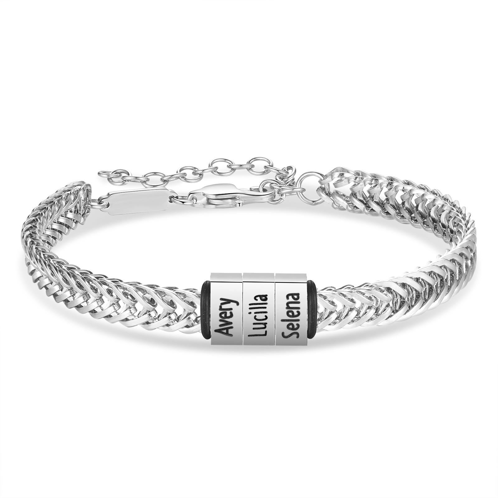 Personalised Men's Beaded Bracelet Custom 4 Names Adjustable Bracelets Stainless Steel Gifts for Him-Jessemade AU