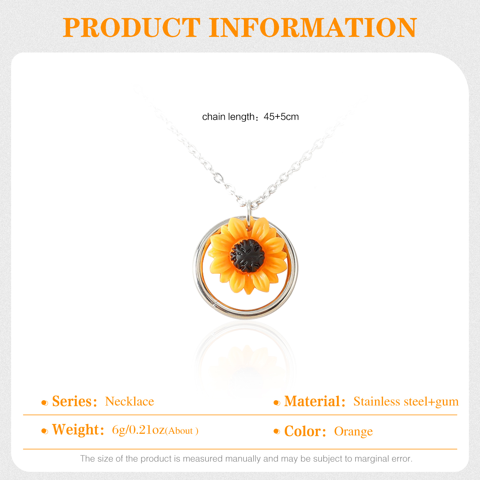 Sunflower Necklace Adjustable Best Friend Gift for Her-Jessemade AU