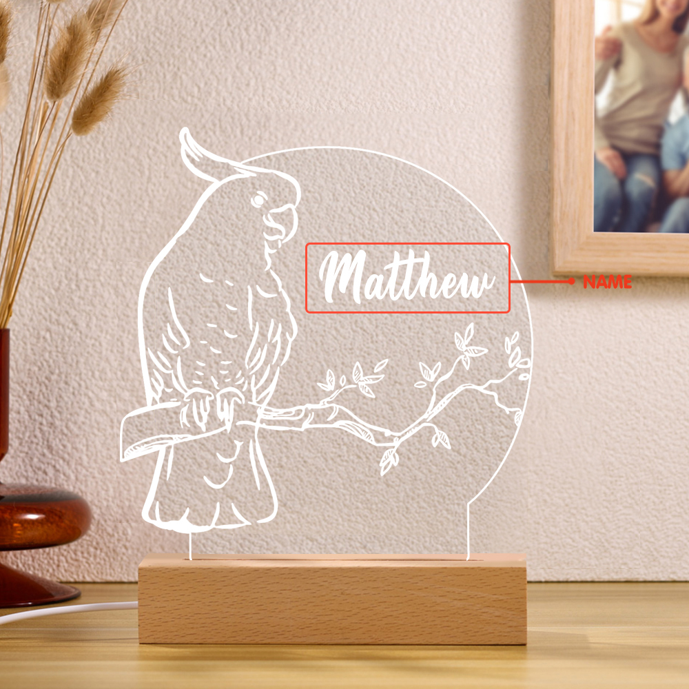 Parrot Night Light Personalised Name LED Lamp Custom Animal Night Light Gifts For Kids-Jessemade AU