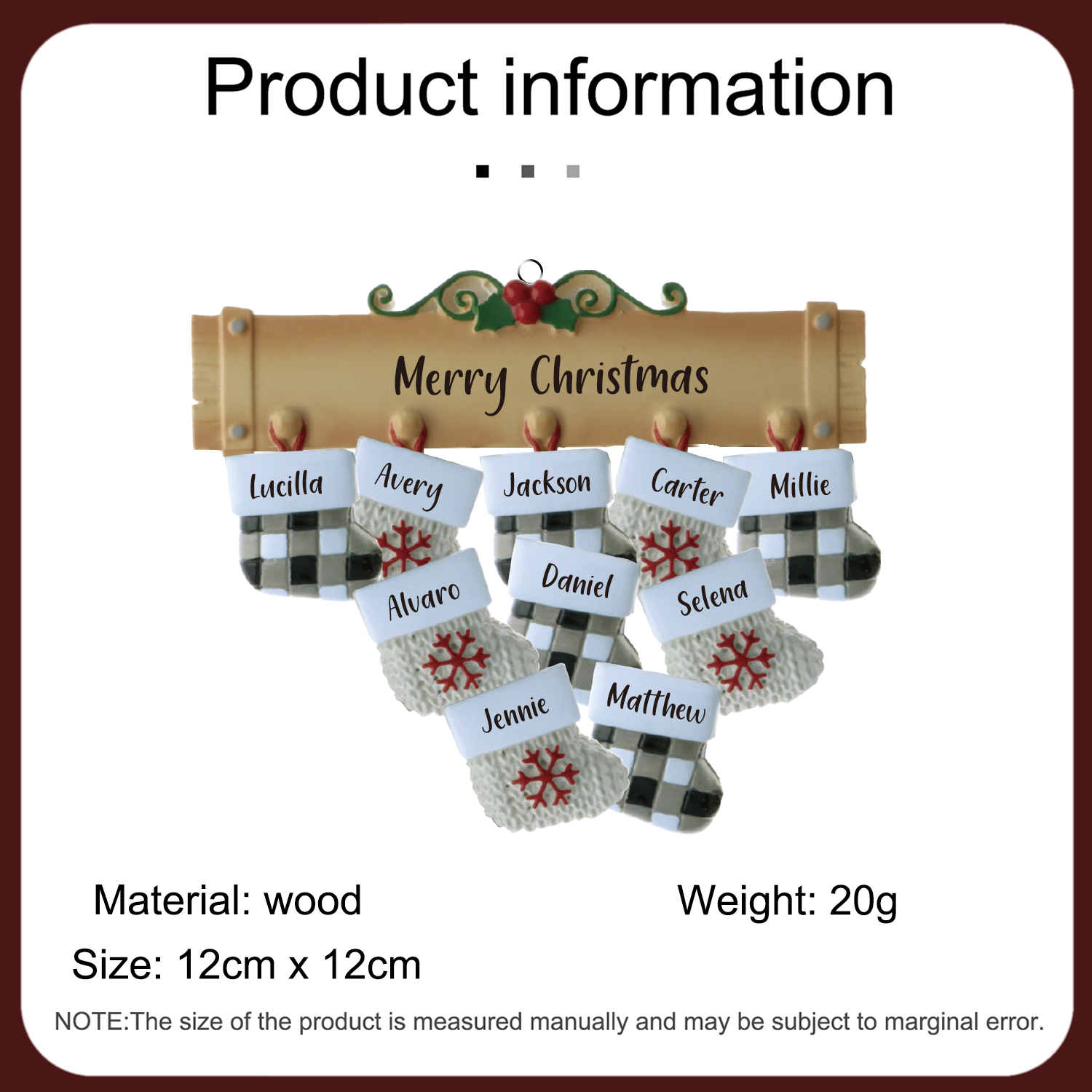 10 Names - Personalised Christmas Stockings Ornaments Customised Name & Text Christmas Decor Wooden Gifts for Family Friends-Jessemade AU