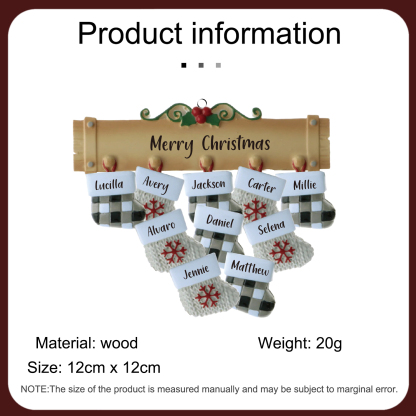 10 Names - Personalised Christmas Stockings Ornaments Customised Name & Text Christmas Decor Wooden Gifts for Family Friends-Jessemade AU