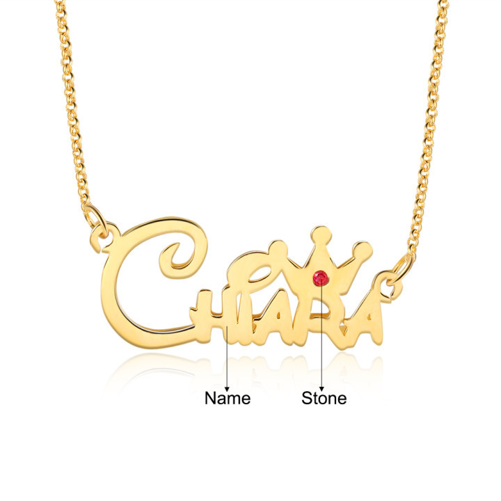 Personalised Crown Name Necklace Classic Jewelry Gift For Her-Jessemade AU