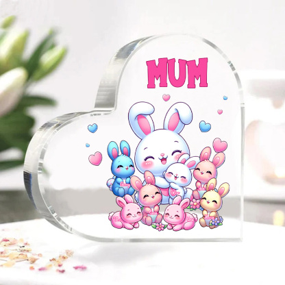 Personalised Text Acrylic Heart Keepsake Custom 7 Names Ornament Bunny Family Gifts For Mother/Grandma-Jessemade AU