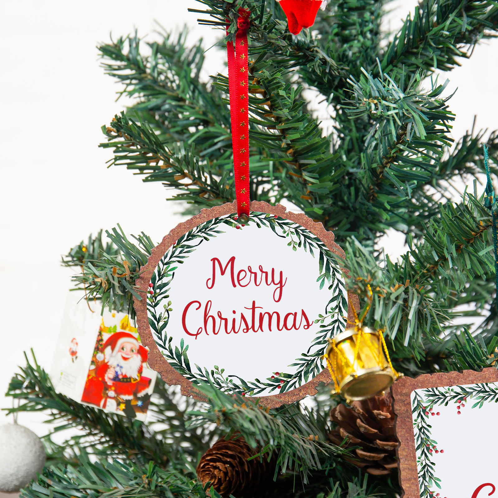 Christmas Round Ornament Custom Photo Wooden Family Ornament-Jessemade AU