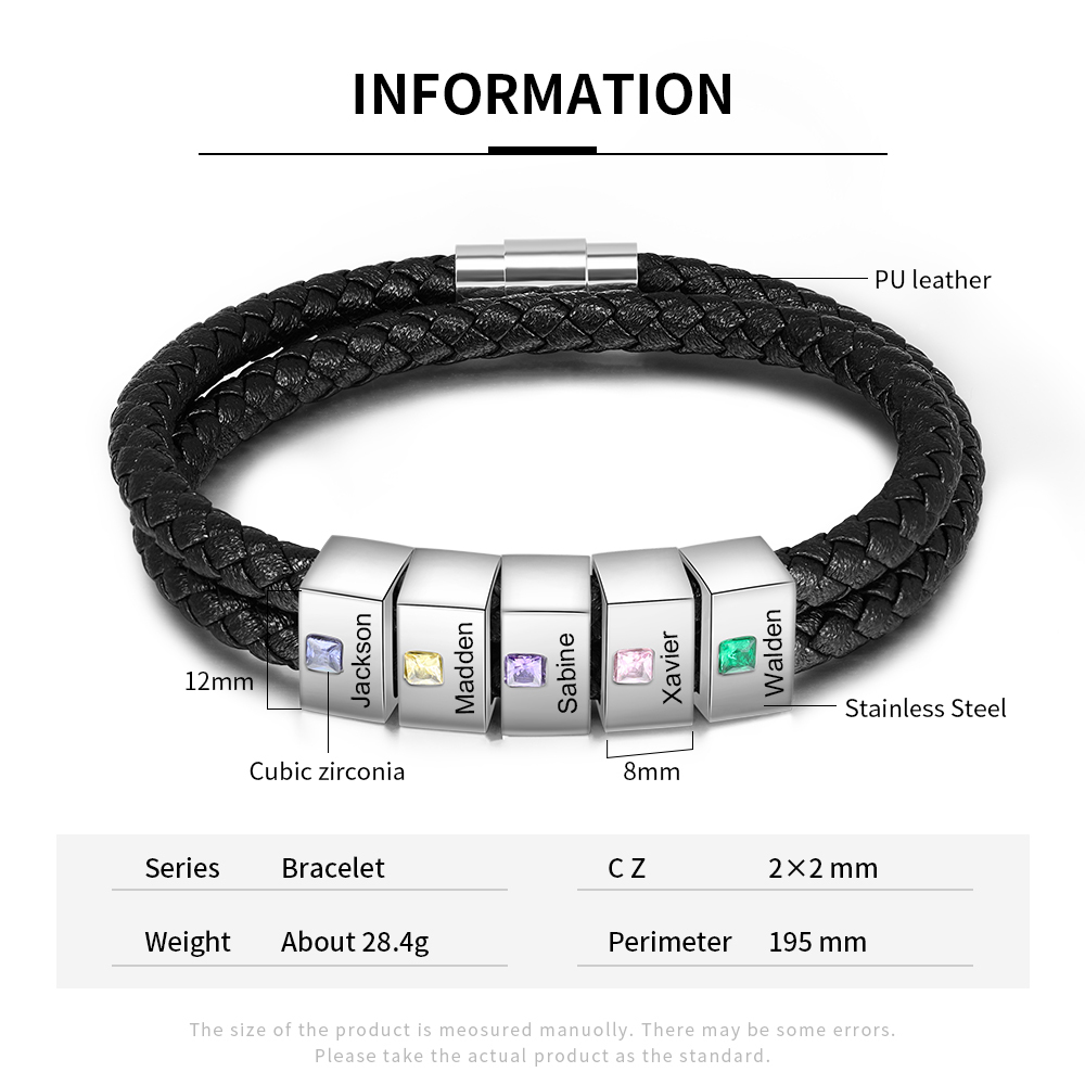 Customised 5 Names Men's Bracelet-Jessemade AU