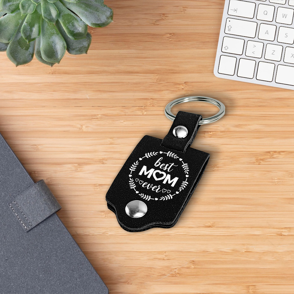 Personalised Leather Keychain Custom Photo & 2 Names Keychain Gifts For Her - Best Mom Ever-Jessemade AU