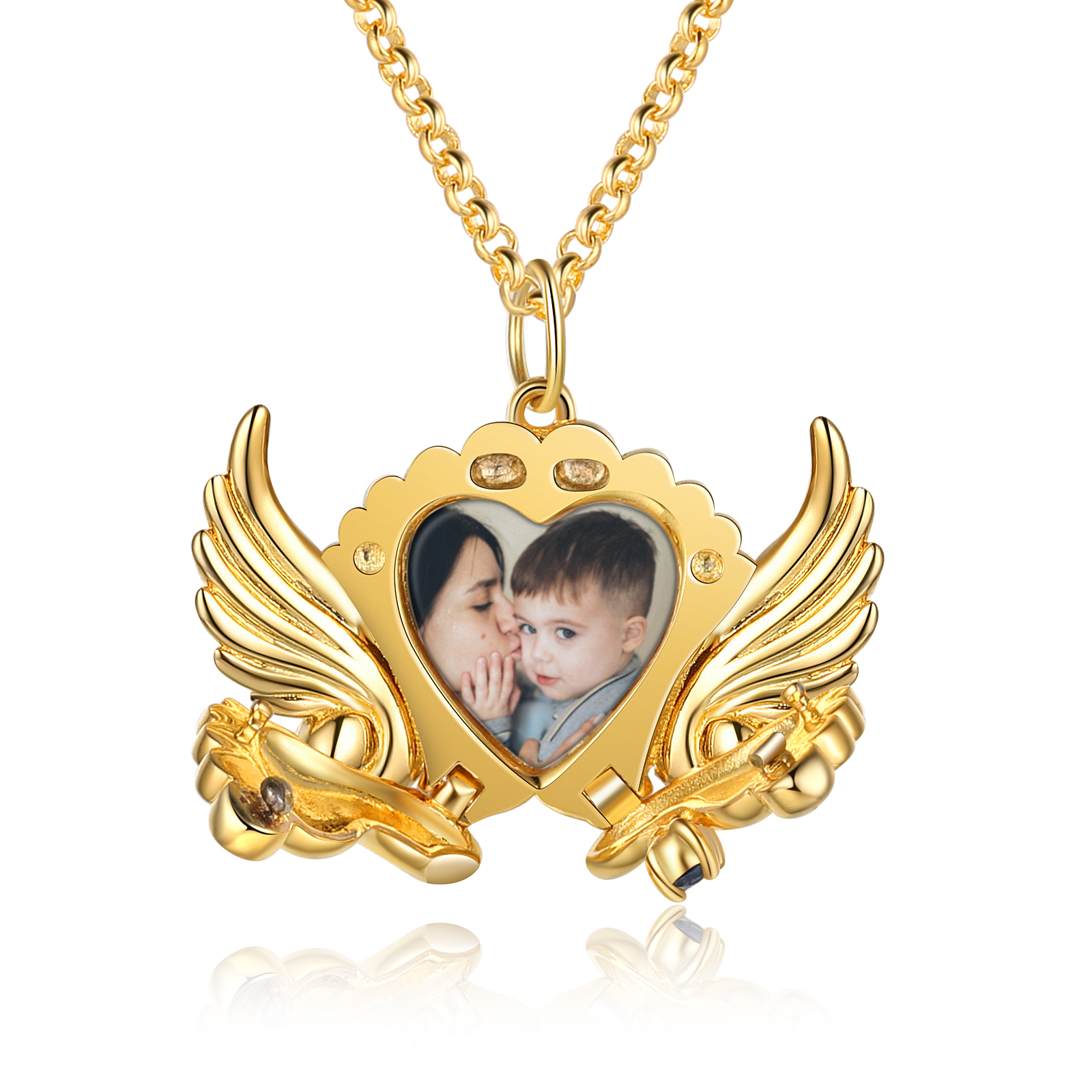 Personalised Baby Feet Photo Locket Necklace with Birthstone Custom Names Necklace-Jessemade AU