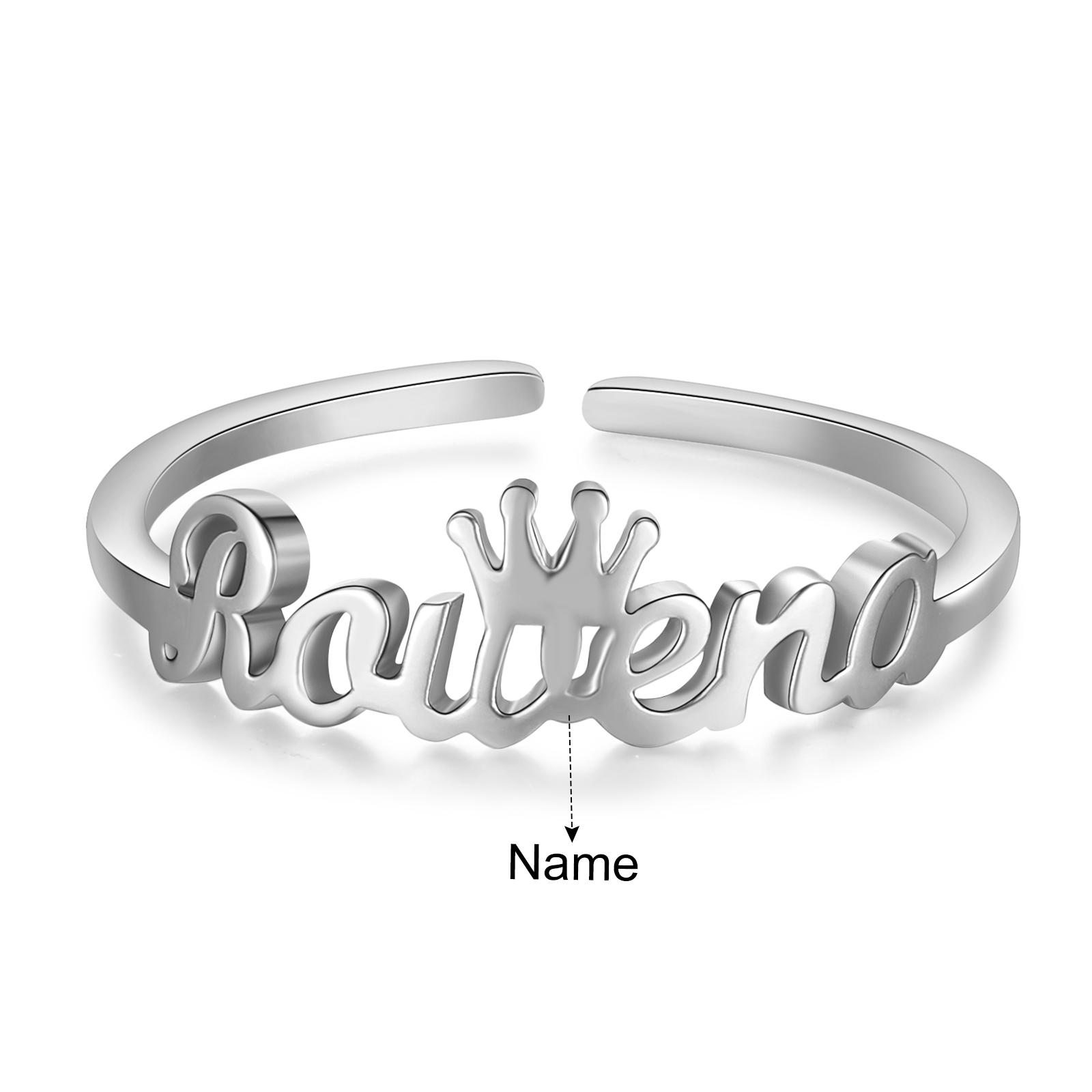 Customised Crown Name Ring Classic Adjustable Ring for Her-Jessemade AU